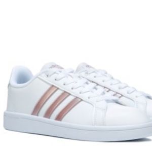 adidas sneakers with rose gold stripes